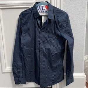 H&M Navy Blue & White Polkadot Button Down Shirt - Men’s Small - NWT